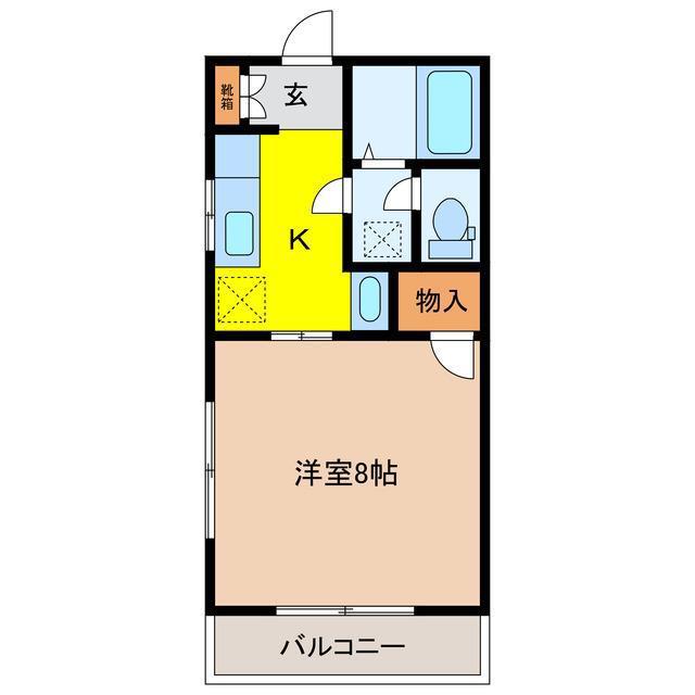 ハイツえいこう(1K/2階)の間取り写真