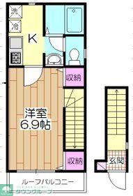 柿の木ハウス(1K/2階)の間取り写真