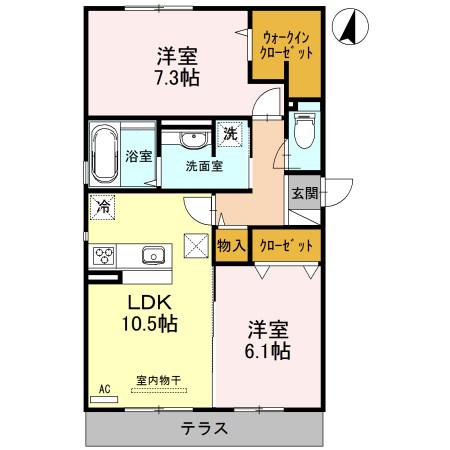 ボース・ウィングス久宝寺(2LDK/2階)の間取り写真