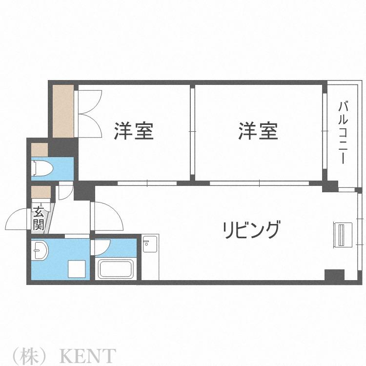 琴似2・7ビル(2LDK/7階)の間取り写真