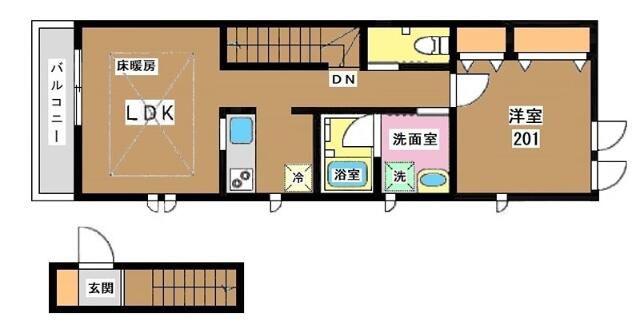 CASA SHIMOKITA(1LDK/2階)の間取り写真