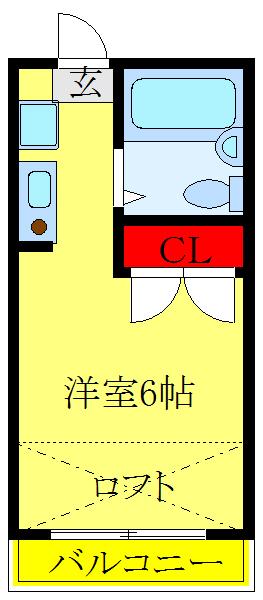 ニューキャッスル(ワンルーム/2階)の間取り写真