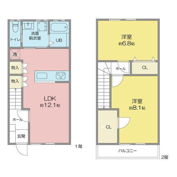 エトワール江南(2LDK/1階)の間取り写真