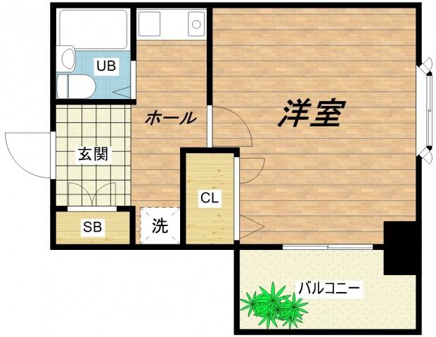 セレッソコート大阪城前(1K/6階)の間取り写真