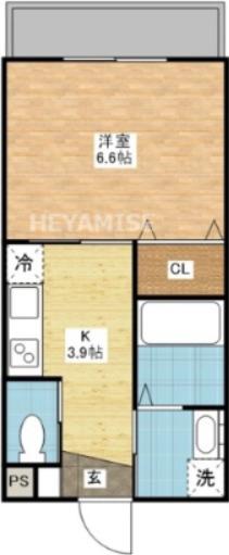 GRAN CASA 花丘(1K/5階)の間取り写真