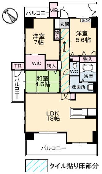スカイアヴェニュー(3LDK/2階)の間取り写真