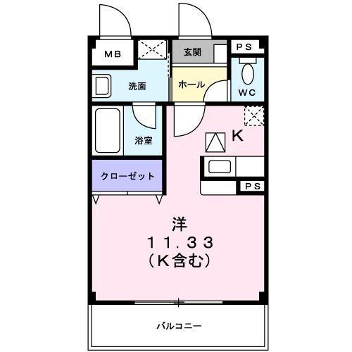 アルカンシエル(ワンルーム/2階)の間取り写真