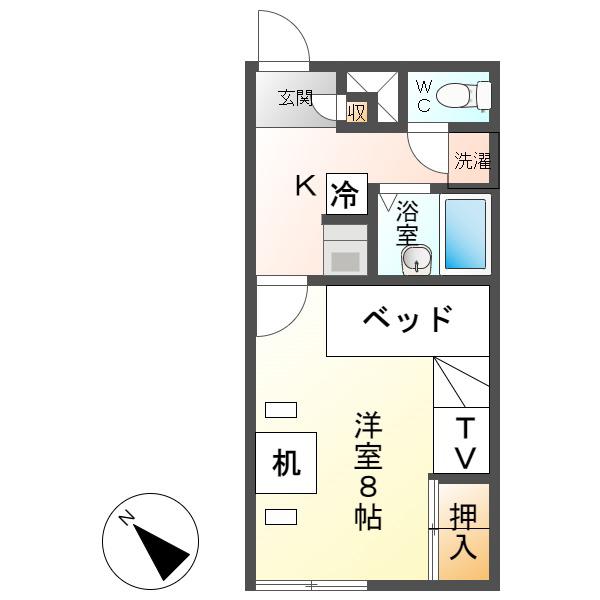 レオパレスZUM ZUM(1K/2階)の間取り写真