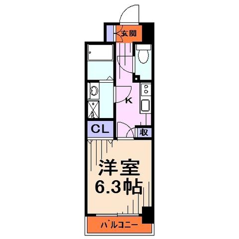 ケンオークニ(1K/5階)の間取り写真