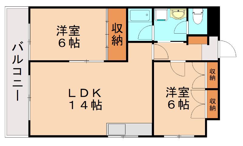 ギャラン瀬板(2LDK/5階)の間取り写真