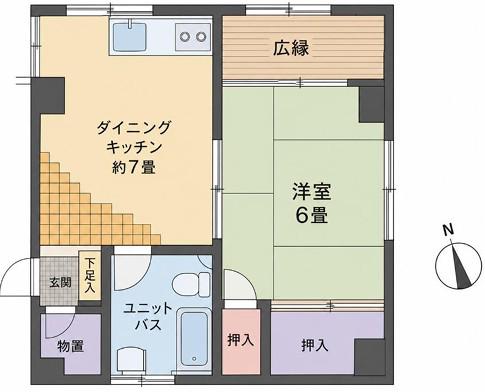 北池ハイツ(1DK/1階)の間取り写真