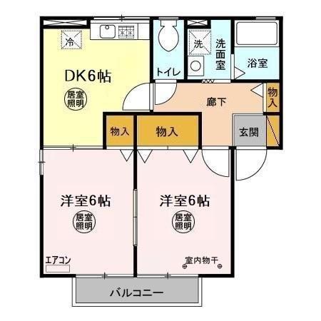 グローリー(2DK/2階)の間取り写真