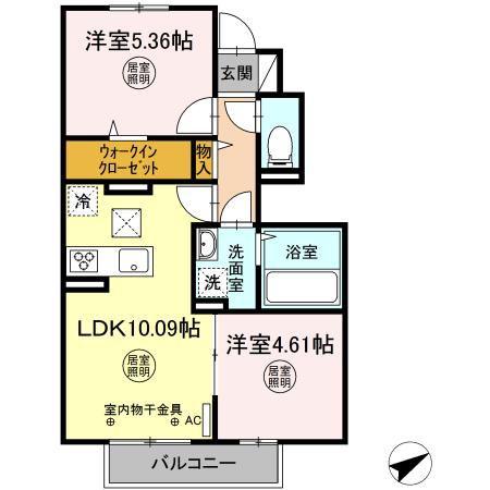 ルミエール古湯(2LDK/1階)の間取り写真