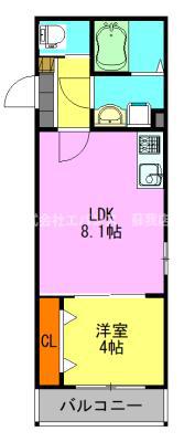 パルブニール浜野(1LDK/3階)の間取り写真