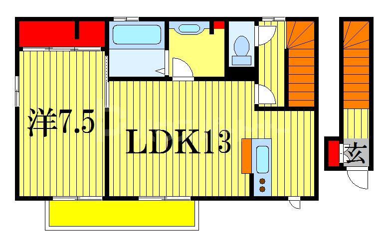 ハーベストヴィラージュ本中山(1LDK/2階)の間取り写真