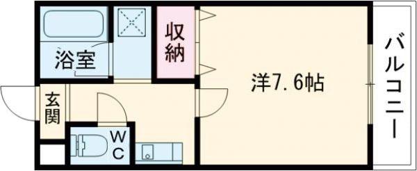 ウェルネス三界(1K/3階)の間取り写真