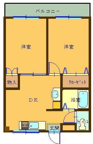 ミレニアム児玉(2DK/1階)の間取り写真