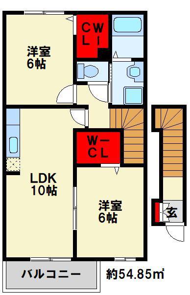 フローラ・M II(2LDK/2階)の間取り写真