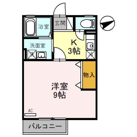 ソラリオ滝野(1K/1階)の間取り写真