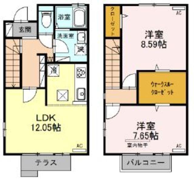ドミール彩(2LDK/1階)の間取り写真