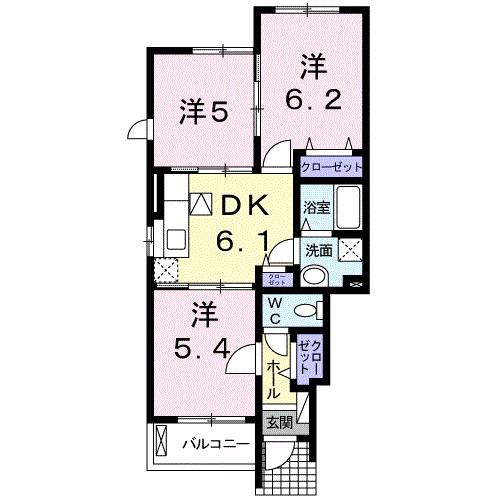 ノ-ビレアビターレA(3DK/1階)の間取り写真