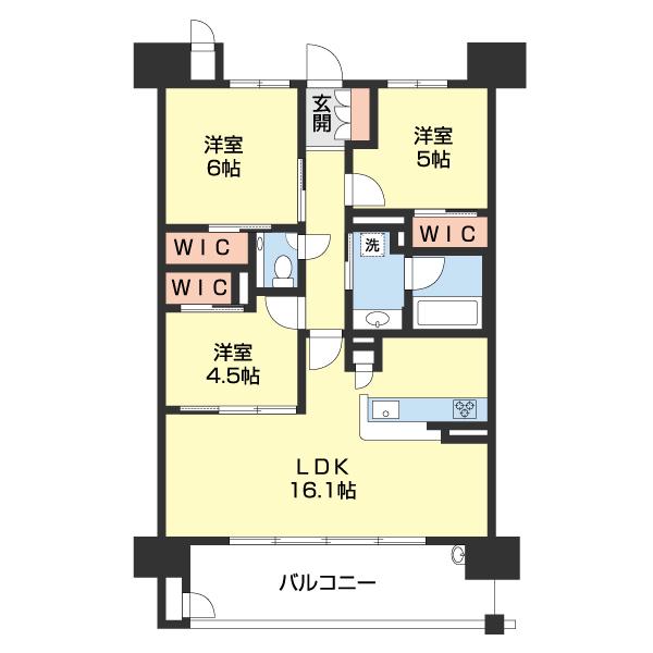 シャルマンフジ和歌山市駅レジタージュ(3LDK/14階)の間取り写真