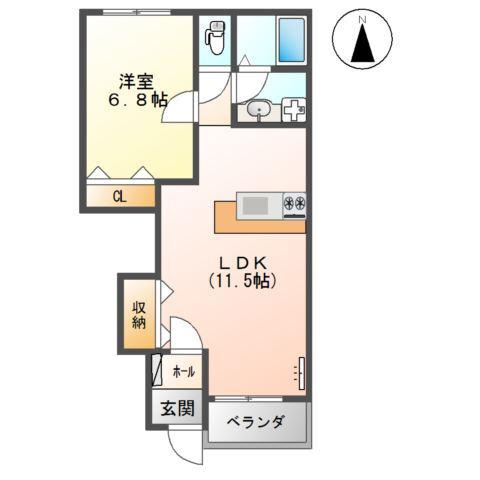 ヴァンヴェール(1LDK/1階)の間取り写真