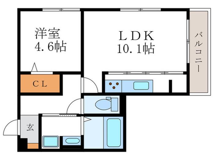 トリシア長岡天神(1LDK/2階)の間取り写真