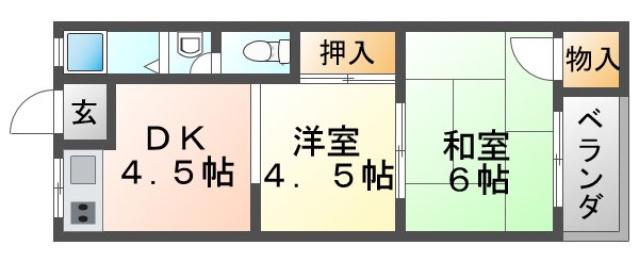 円山台ロイヤル(2DK/2階)の間取り写真