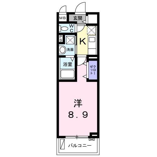 プティメゾン青葉台(1K/1階)の間取り写真