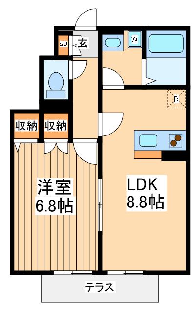 エルメゾン国立(1LDK/1階)の間取り写真