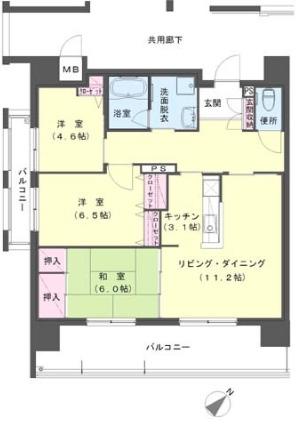 クラシオン小頭町公園前(3LDK/13階)の間取り写真