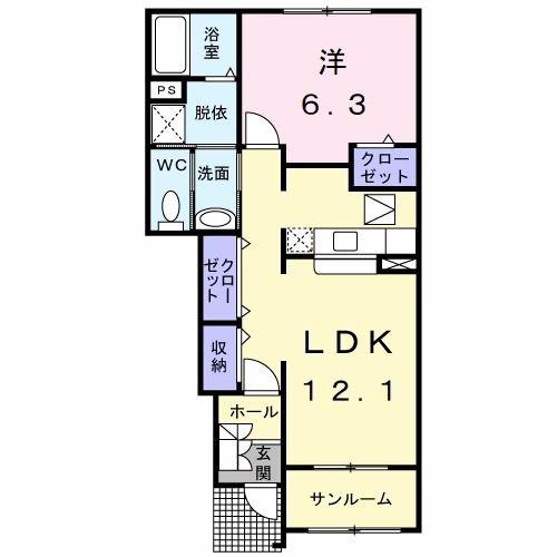 トゥー・ル・モンド・ヌーベル(1LDK/1階)の間取り写真