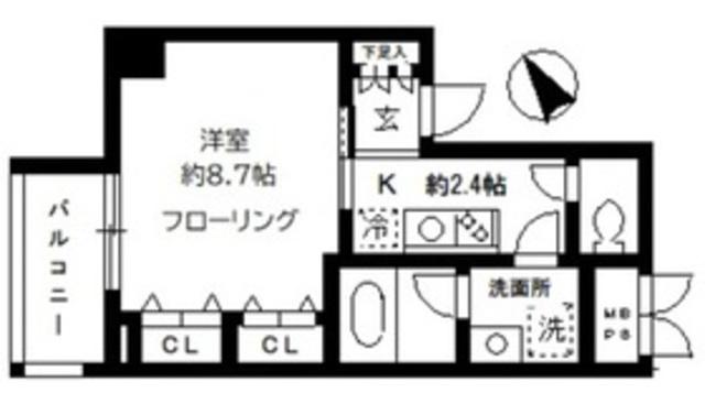 ベル ドミール 目黒(1K/6階)の間取り写真