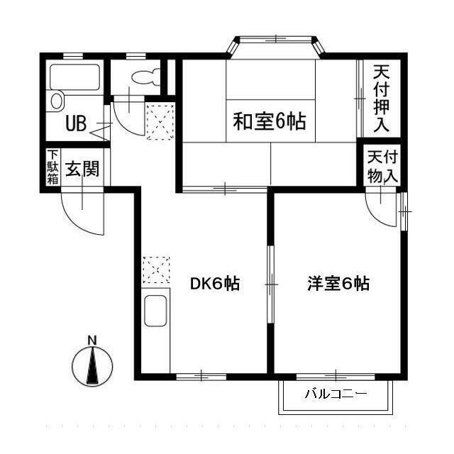 エントピアII(2DK/2階)の間取り写真