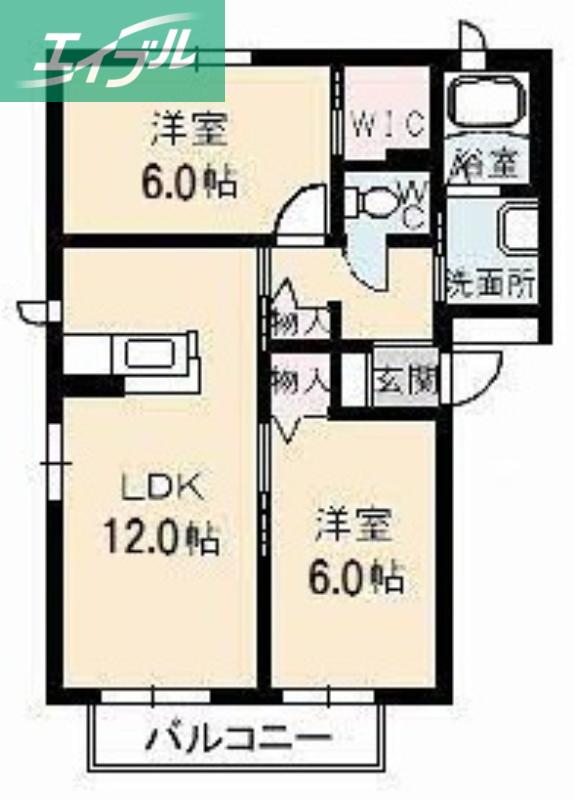 シャーメゾンANTICA(2LDK/2階)の間取り写真