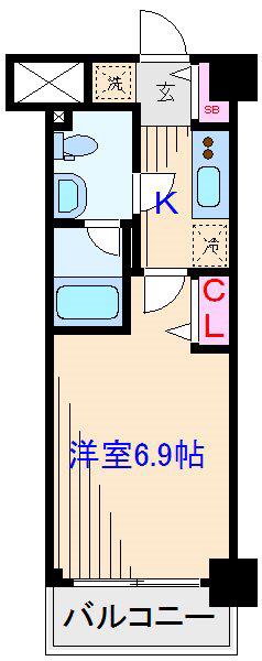 ドゥーエ新川崎(1K/2階)の間取り写真