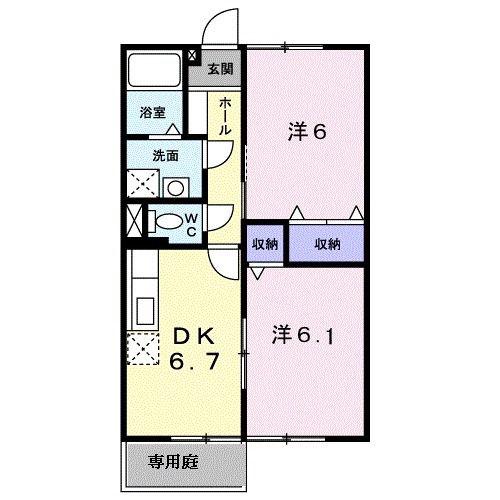 サンライズ・フジB(2DK/1階)の間取り写真