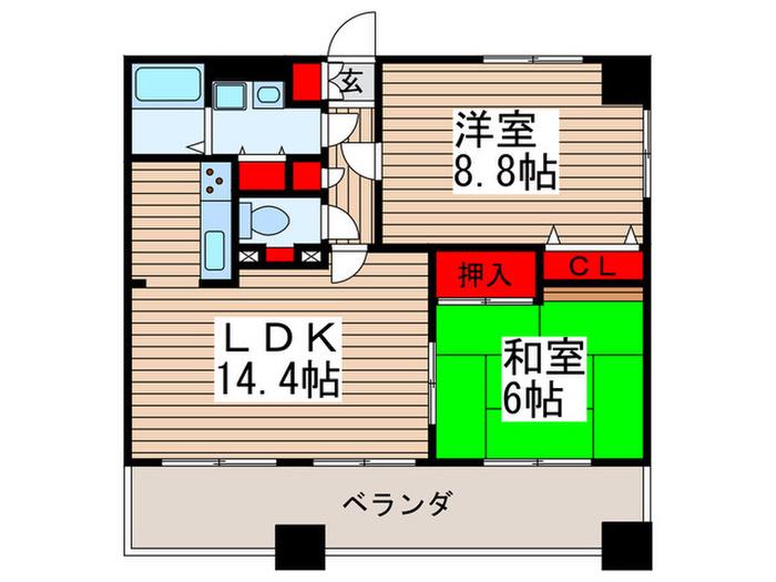 マルジューマンション(2LDK/10階)の間取り写真