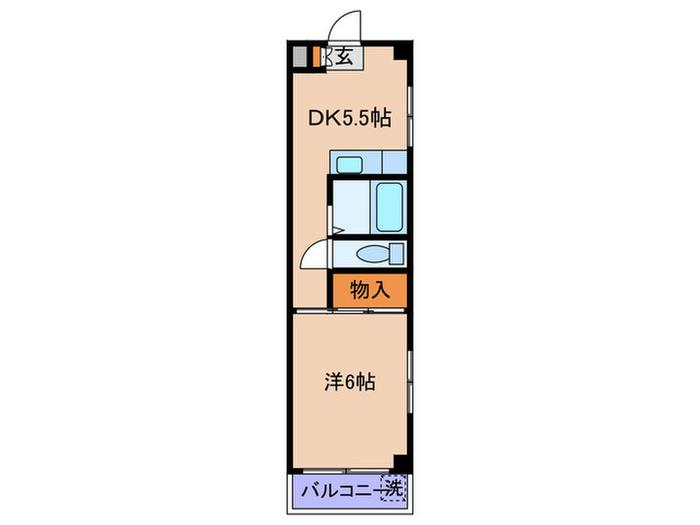 武長ビル(1DK/4階)の間取り写真