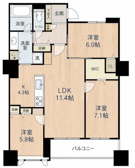 ザ・ハシモトタワー(3LDK/21階)の間取り写真
