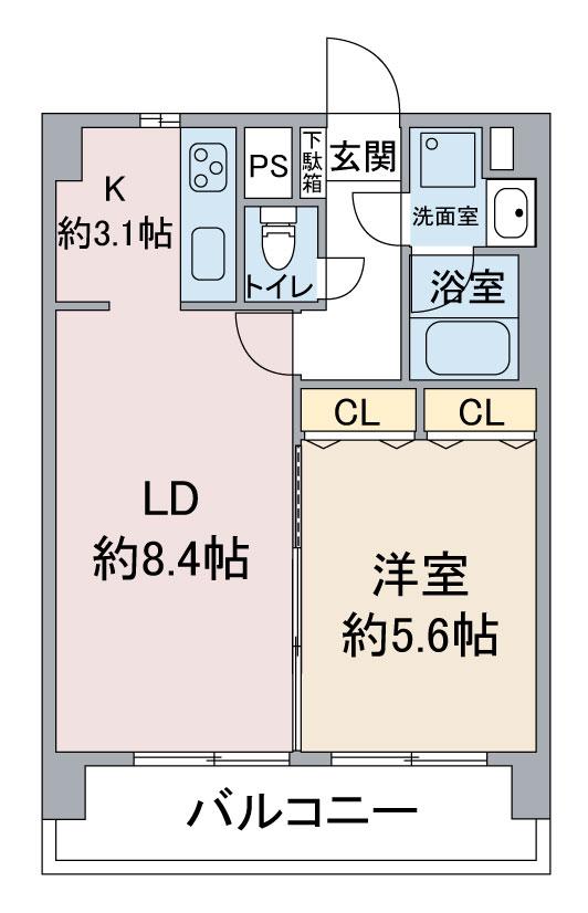 アサヒホフマン(1LDK/1階)の間取り写真