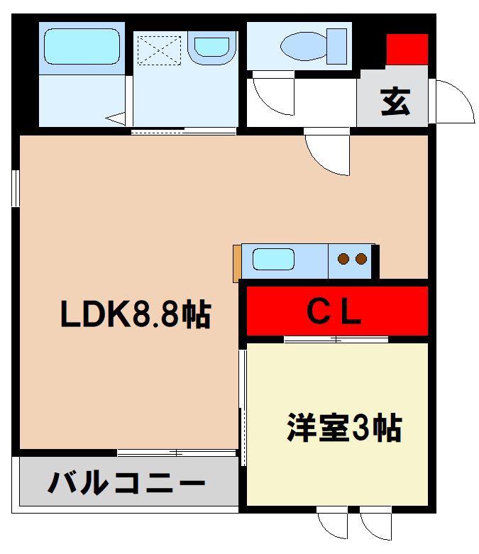 GRANDTIC 筑紫野中央(1LDK/1階)の間取り写真