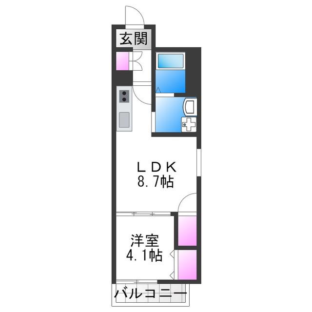 ホークシーム(1LDK/1階)の間取り写真
