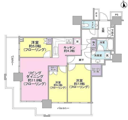 ベイクレストタワー(3LDK/13階)の間取り写真