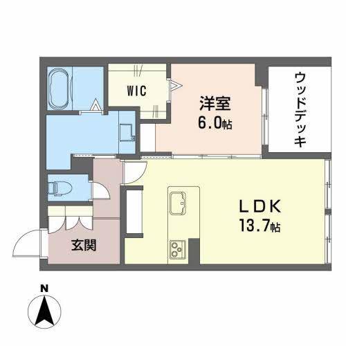 シャーメゾンキャメリア(1LDK/1階)の間取り写真