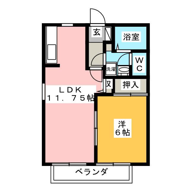 プレミアムF(1LDK/2階)の間取り写真
