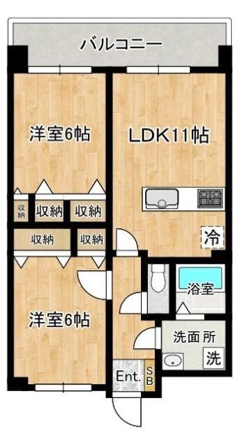 K.S若葉台(2LDK/4階)の間取り写真