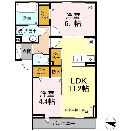 アビタシオン深見西二丁目(2LDK/3階)の間取り写真