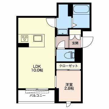 ベレオ東新町(1LDK/3階)の間取り写真